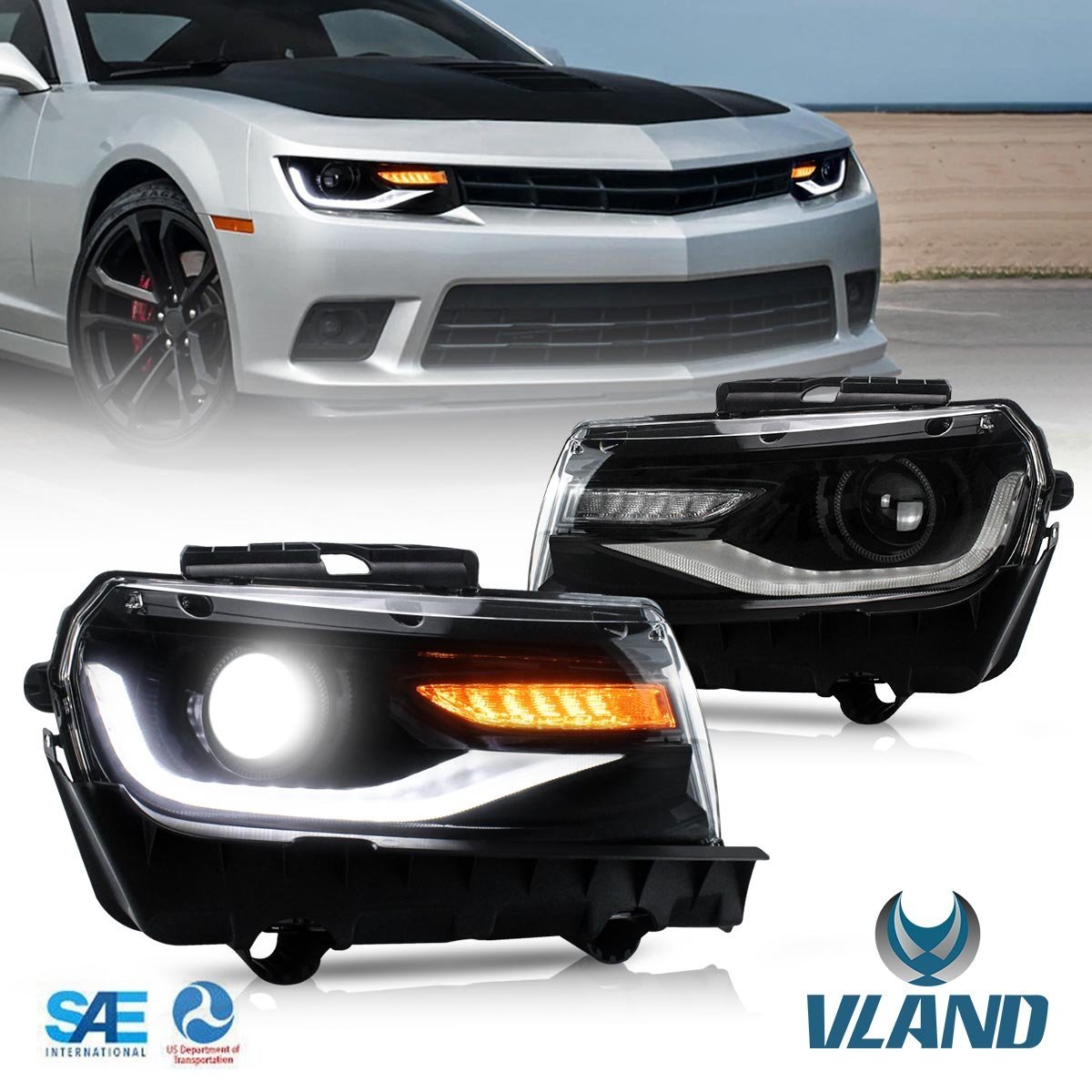 VLAND LED Projector Headlights For Chevy Chevrolet Camaro 2014 2015 - Image 19