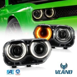 VLAND LED Halo Headlights For Dodge Challenger 2015-2020 With Sequential Turn Signals - Image 10