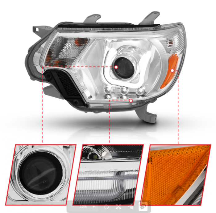 Toyota Tacoma 12-15 Projector Headlights W/ U-bar Chrome Housing