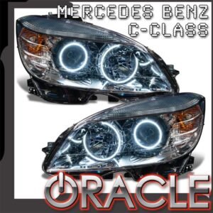 Oracle Lighting 2008-2011 Mercedes Benz C-class Pre-assembled SMD Halo Headlights-chrome-halogen - Image 1