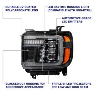 2015-2019 GMC Sierra 2500/3500 LED Projector Headlights (pair) - Image 3