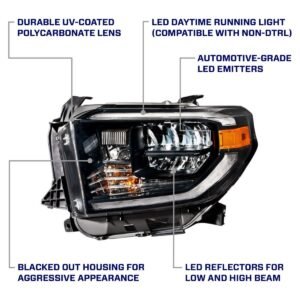2014-2021 Toyota Tundra LED Reflector Headlights (pair) - Image 8