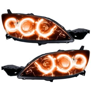 Oracle Lighting 2004-2009 Mazda 3 Pre-assembled SMD Halo Headlights - 4DR Halogen Style - Image 7