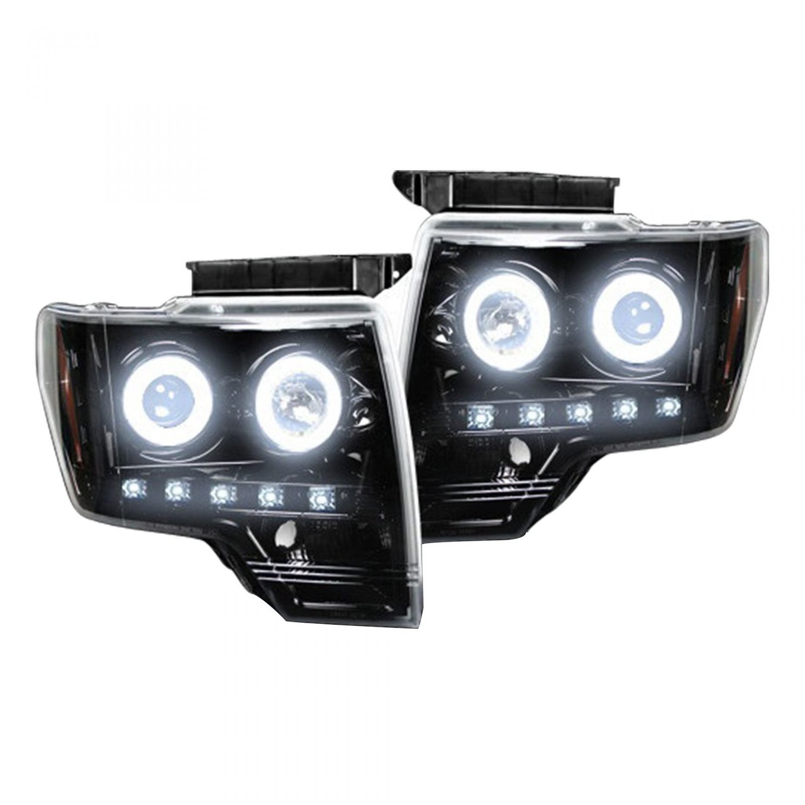 Ford F150 & Raptor 09-14 Projector Headlights CCFL Halos & DRL Smoked/Black - Image 1