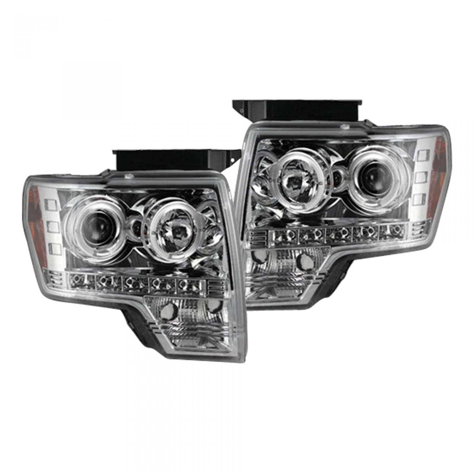 Ford F150 & Raptor 09-14 Projector Headlights CCFL Halos & DRL Clear/Chrome - Image 1