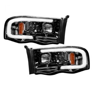 Dodge RAM 1500/2500/3500 02-05 Projector Headlights OLED Halos DRL Smoked/Black - Image 1