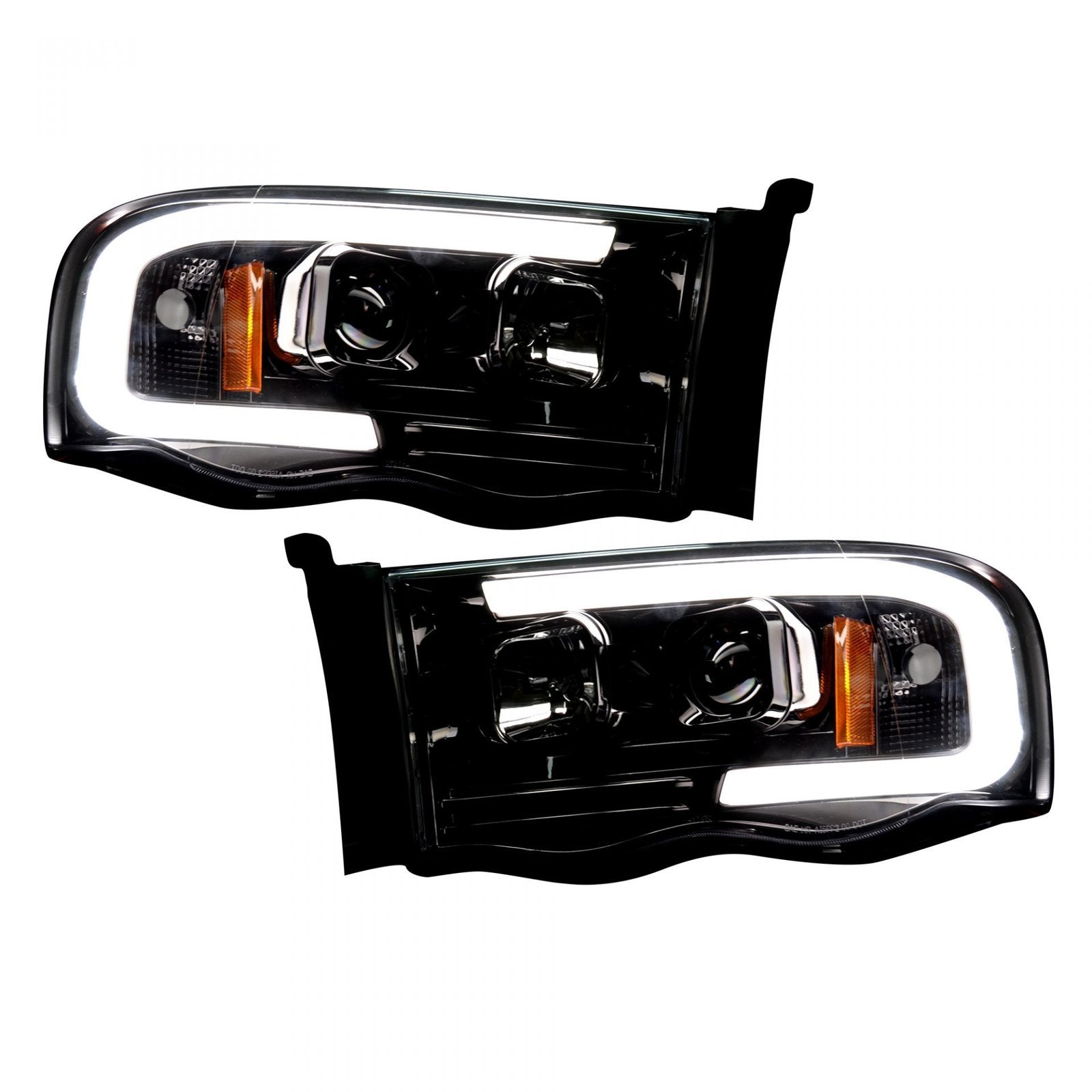 Dodge RAM 1500/2500/3500 02-05 Projector Headlights OLED Halos DRL Smoked/Black - Image 2