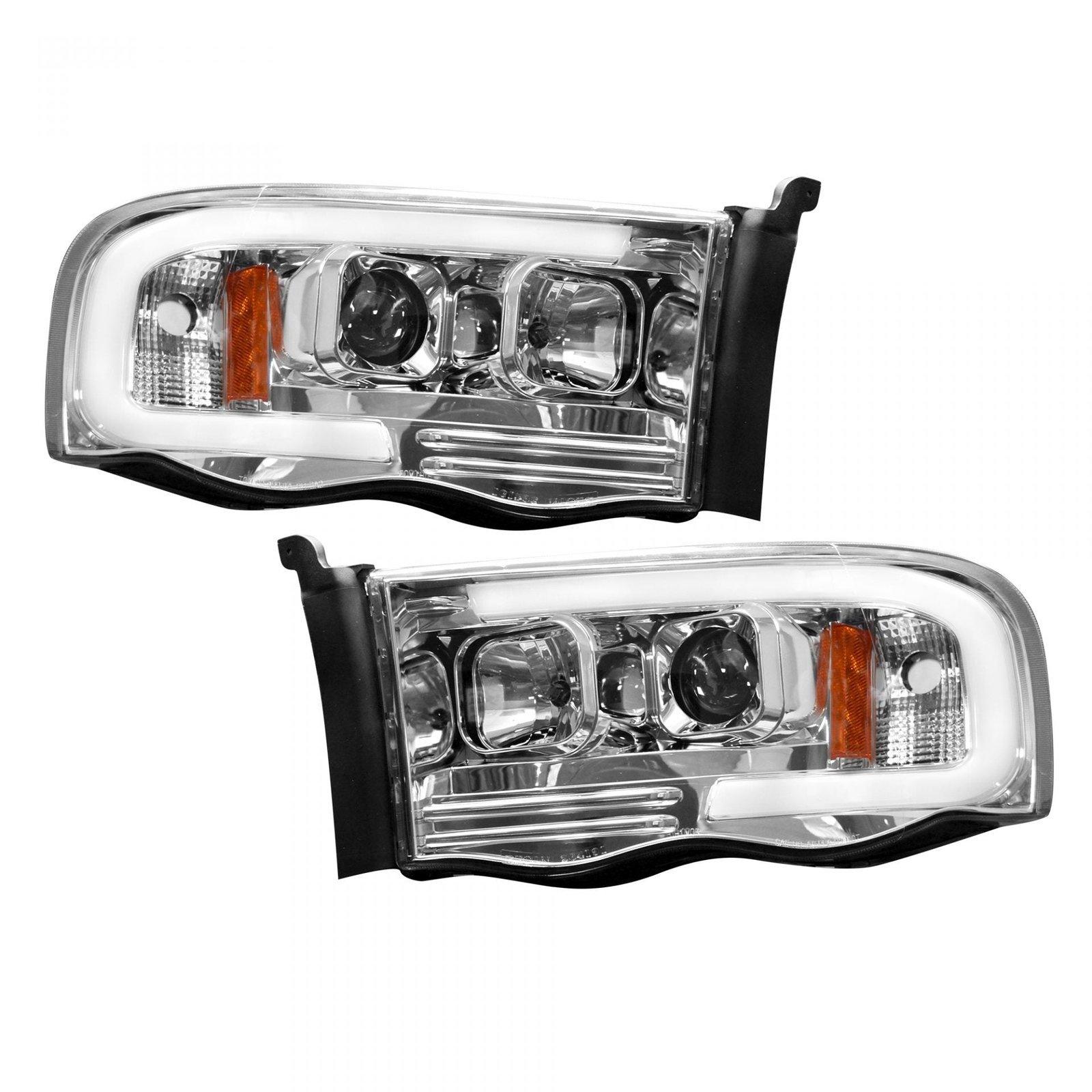 Dodge RAM 1500/2500/3500 02-05 Projector Headlights OLED Halos DRL Clear/Chrome - Image 1