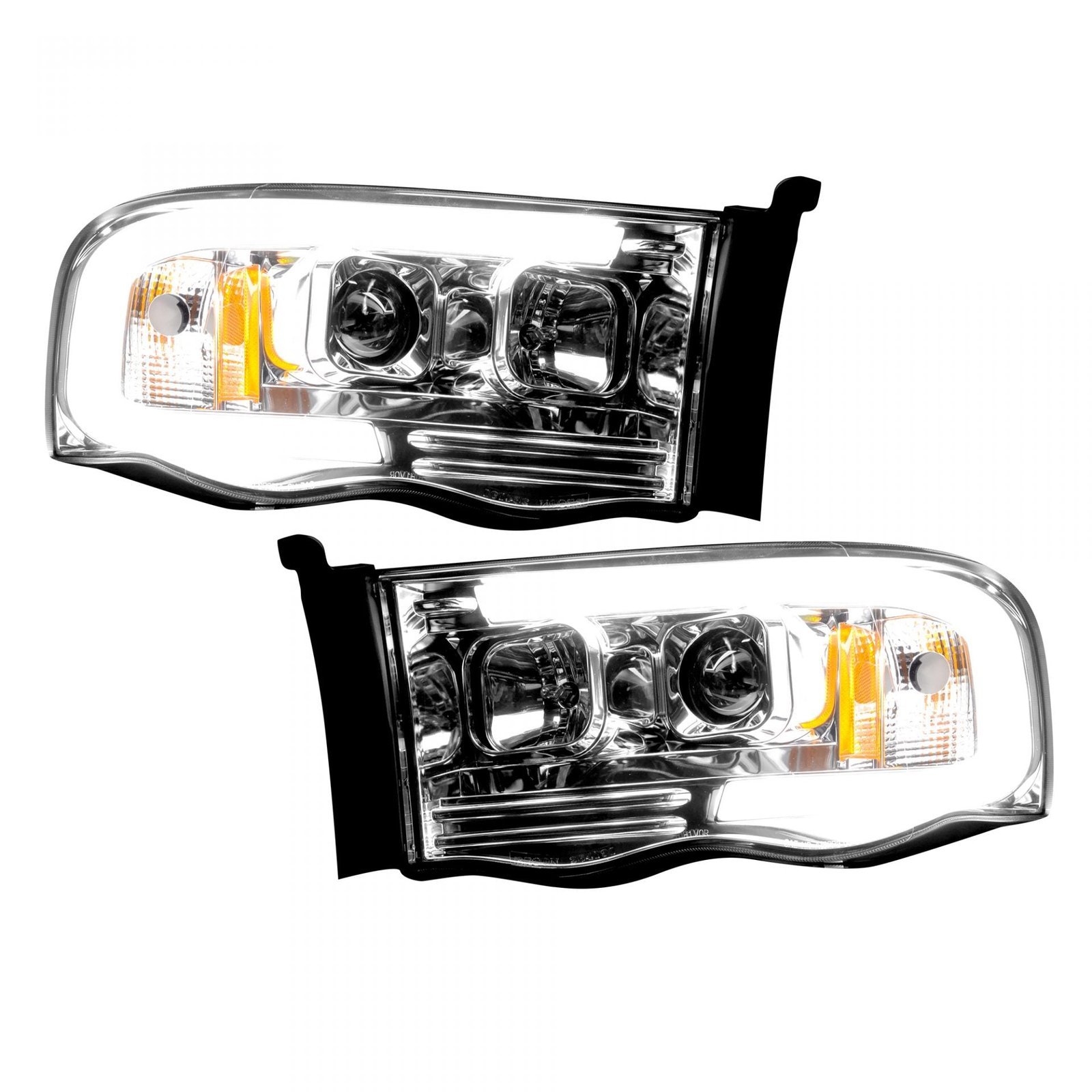 Dodge RAM 1500/2500/3500 02-05 Projector Headlights OLED Halos DRL Clear/Chrome - Image 2
