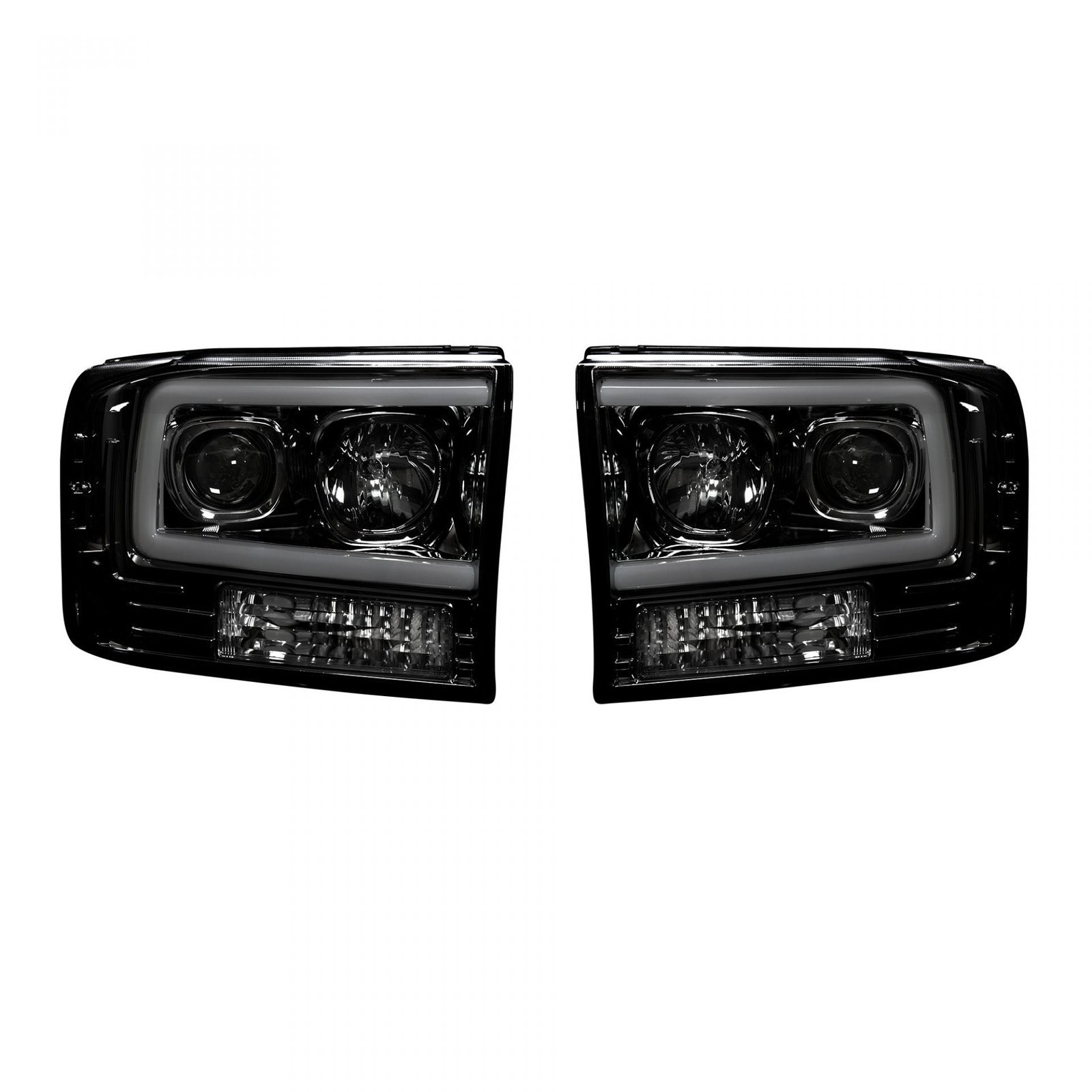 Ford Super Duty 99-04 Projector Headlights OLED Halos DRL Smoked/Black - Image 1