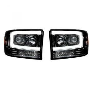 Ford Super Duty 99-04 Projector Headlights OLED Halos DRL Smoked/Black - Image 2
