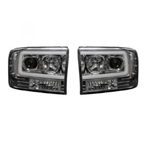 Ford Super Duty 99-04 Projector Headlights OLED Halos & DRL in Clear/Chrome - Image 1