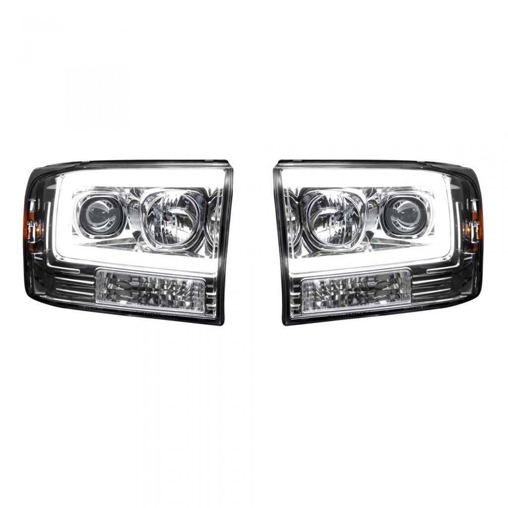 Ford Super Duty 99-04 Projector Headlights OLED Halos & DRL in Clear/Chrome