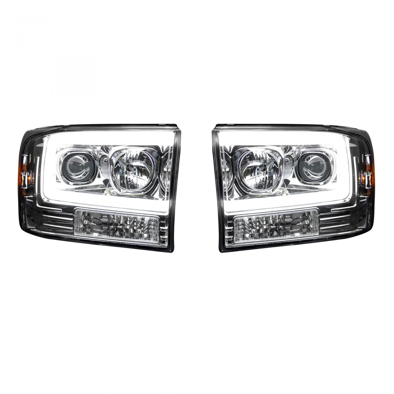 Ford Super Duty 99-04 Projector Headlights OLED Halos & DRL in Clear/Chrome - Image 2