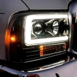 Ford Super Duty 99-04 Projector Headlights OLED Halos DRL Smoked/Black - Image 5