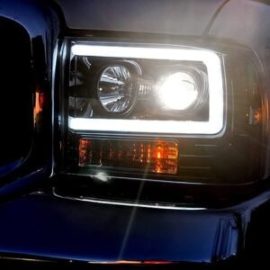 Ford Super Duty 05/07 Projector Headlights OLED Halos DRL Smoked/Black - Image 3