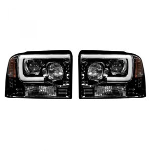 Ford Super Duty 05/07 Projector Headlights OLED Halos DRL Smoked/Black - Image 1