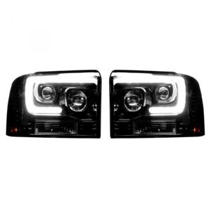 Ford Super Duty 05/07 Projector Headlights OLED Halos DRL Smoked/Black - Image 2