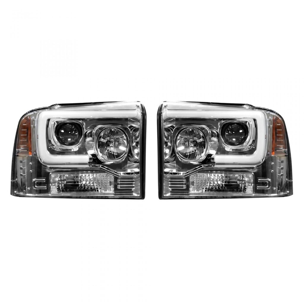 Ford Super Duty 05-07 Projector Headlights OLED Halos DRL Clear/Chrome
