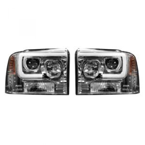 Ford Super Duty 05-07 Projector Headlights OLED Halos DRL Clear/Chrome - Image 1