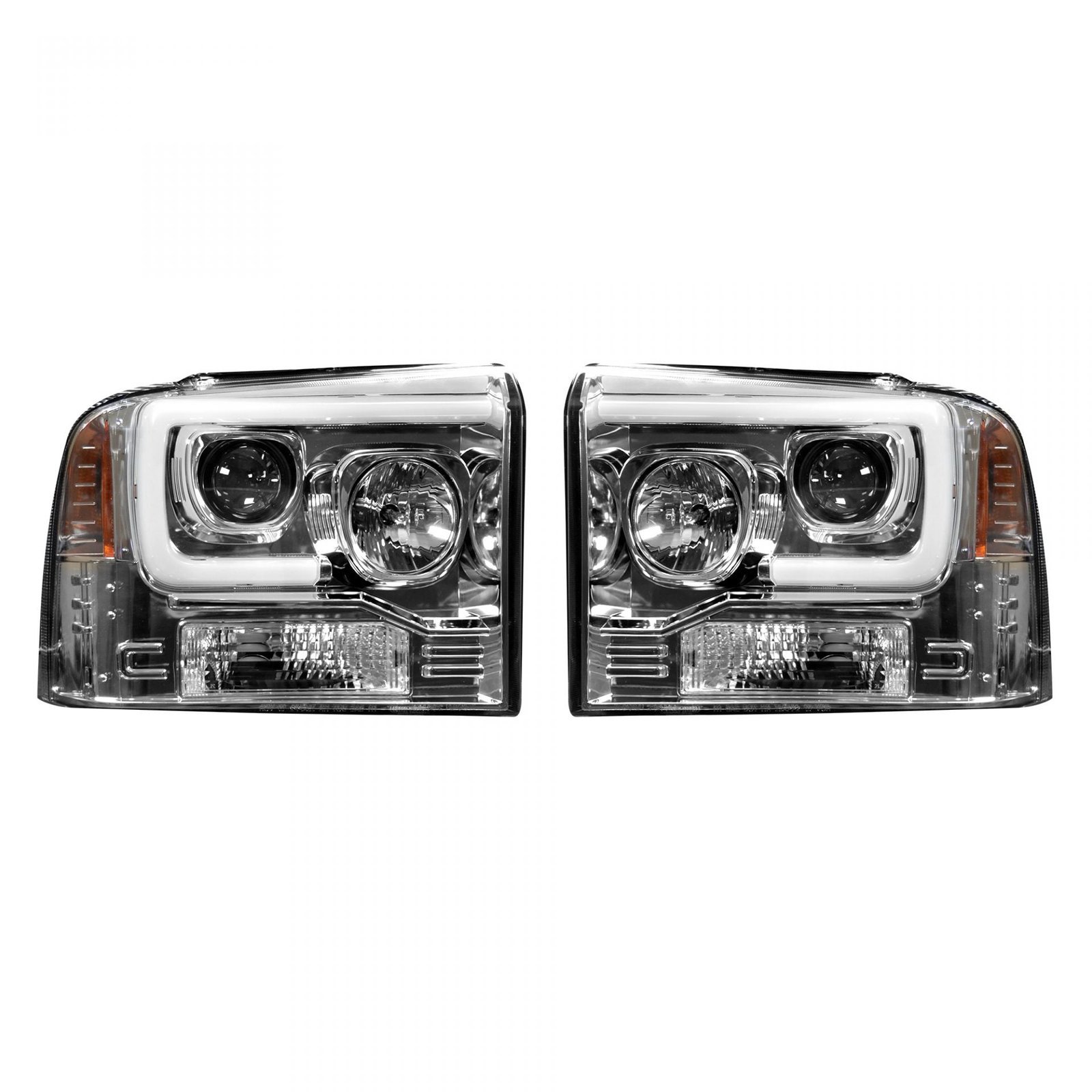 Ford Super Duty 05-07 Projector Headlights OLED Halos DRL Clear/Chrome - Image 1