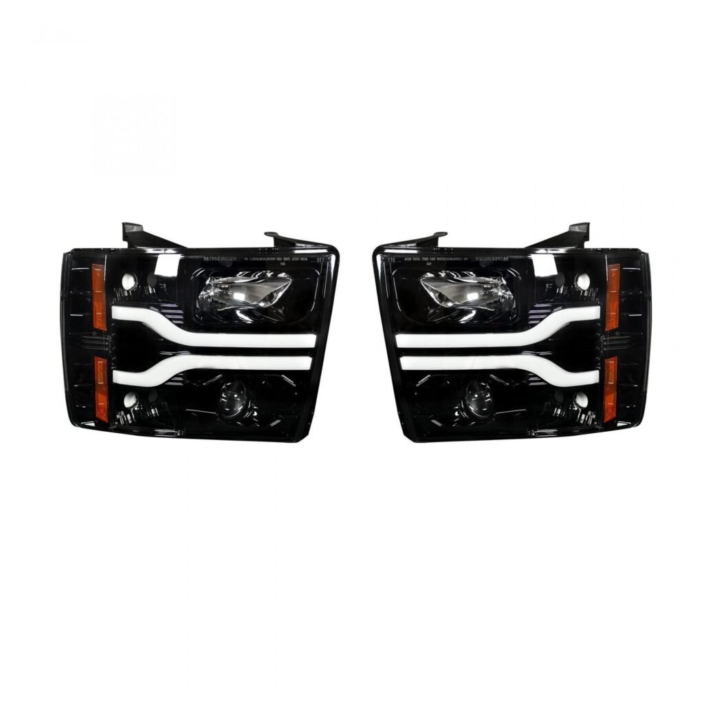 Chevy Silverado 07-13 Projector Headlights OLED Halos DRL Smoked/Black