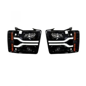 Chevy Silverado 07-13 Projector Headlights OLED Halos DRL Smoked/Black - Image 4