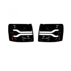 Chevy Silverado 07-13 Projector Headlights OLED Halos DRL Smoked/Black - Image 1