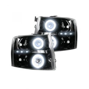 Chevy Silverado 07-13 Projector Headlights CCFL Halos & DRL Smoked/Black - Image 2