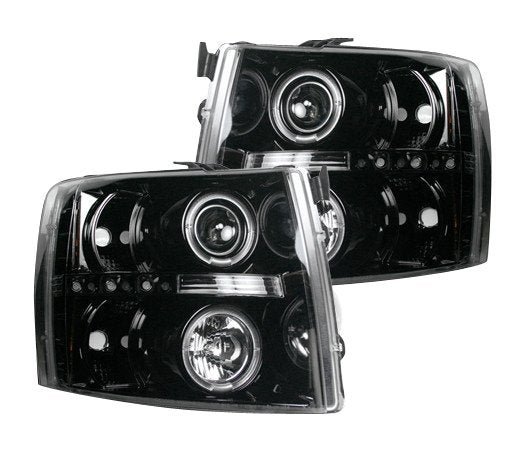 Chevy Silverado 07-13 Projector Headlights CCFL Halos & DRL Smoked/Black