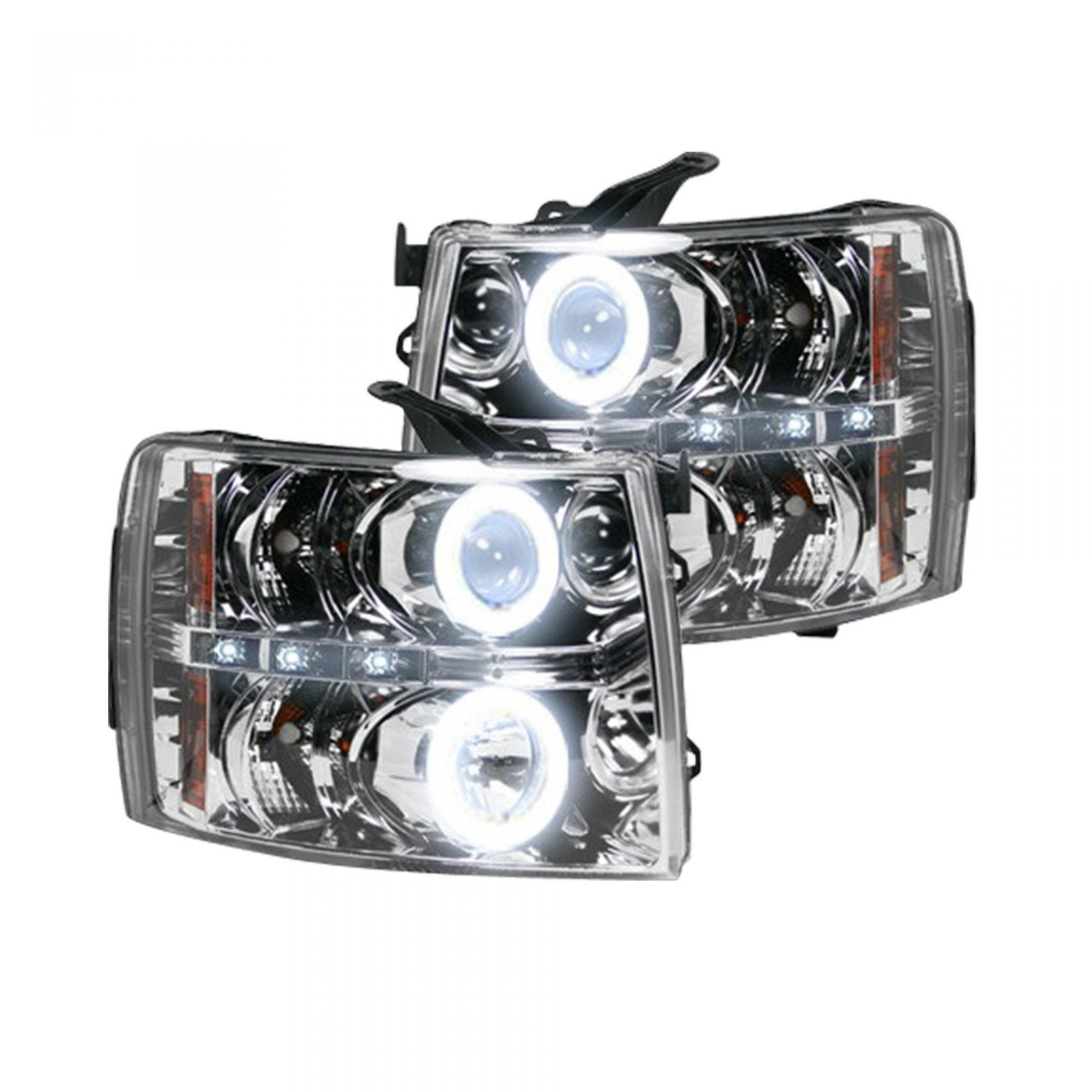 Chevy Silverado 07-13 Projector Headlights CCFL Halos & DRL Clear/Chrome - Image 1
