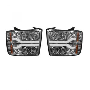 Chevy Silverado 07-13 Projector Headlights OLED Halos DRL Clear - Image 1