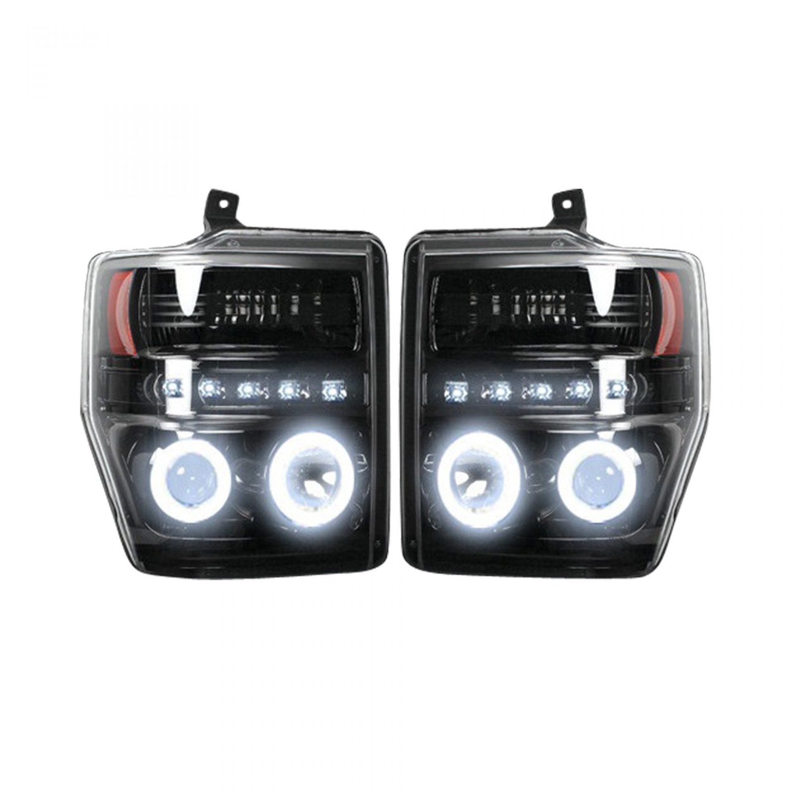 Ford Super Duty 08-10 Projector Headlights CCFL Halos/DRL Smoked/Black - Image 2