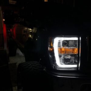 Ford Super Duty 08-10 Projector Headlights OLED Halos DRL Clear/Chrome - Image 3