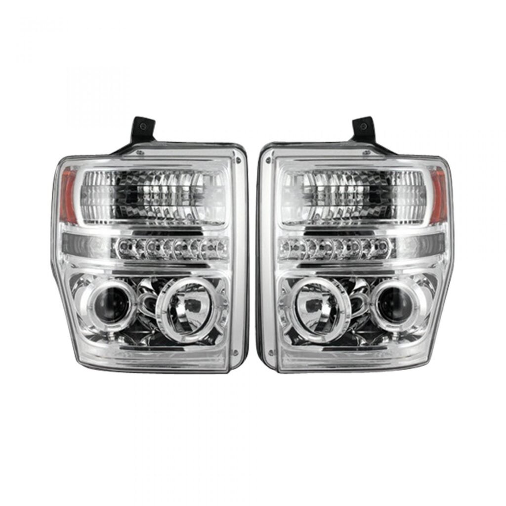 Ford Super Duty 08-10 Projector Headlights in Clear/Chrome