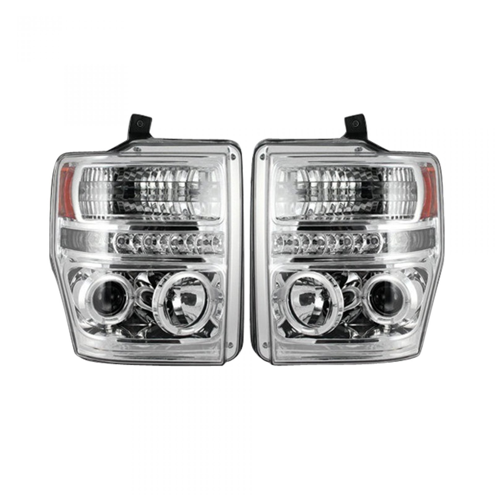 Ford Super Duty 08-10 Projector Headlights in Clear/Chrome - Image 1
