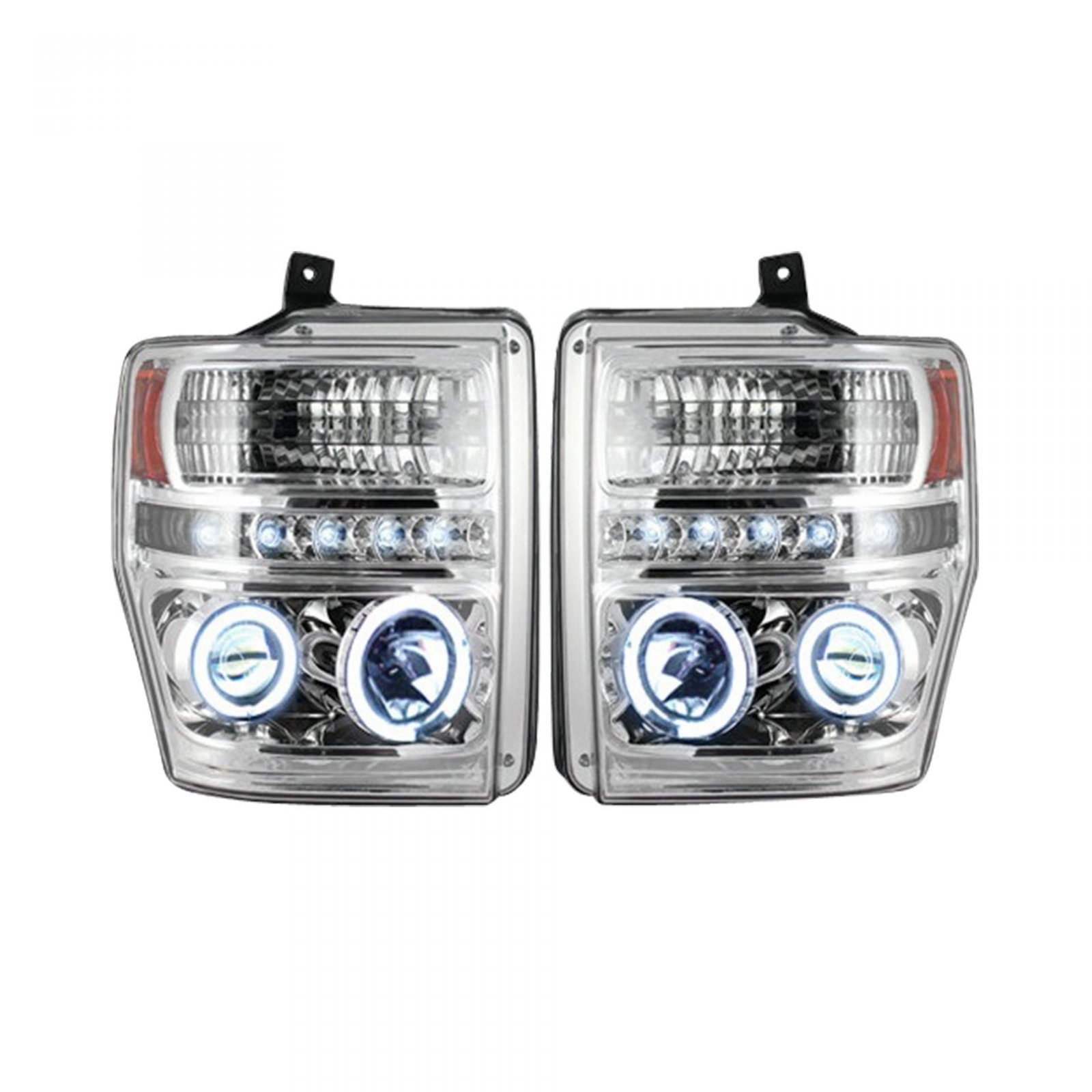 Ford Super Duty 08-10 Projector Headlights in Clear/Chrome - Image 2