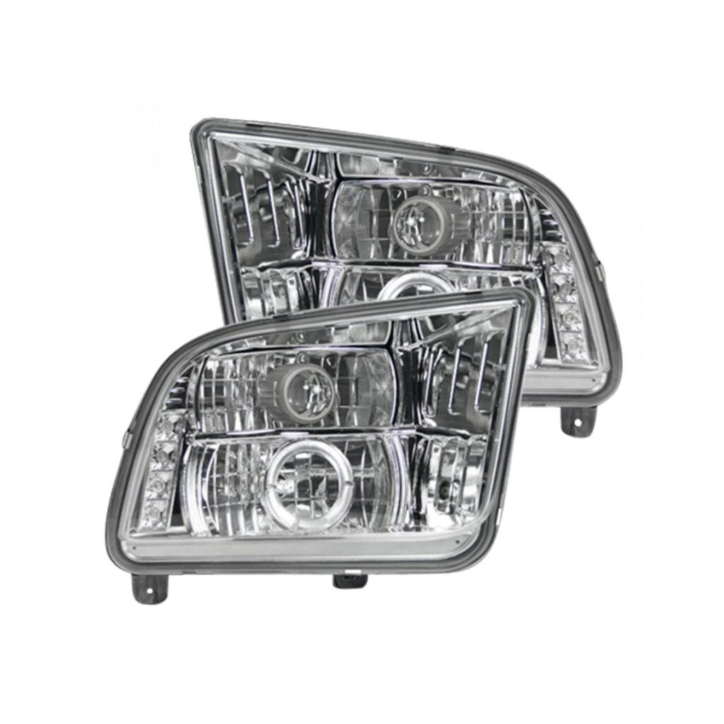 Ford Mustang 05-09 Projector Headlights in Clear/Chrome