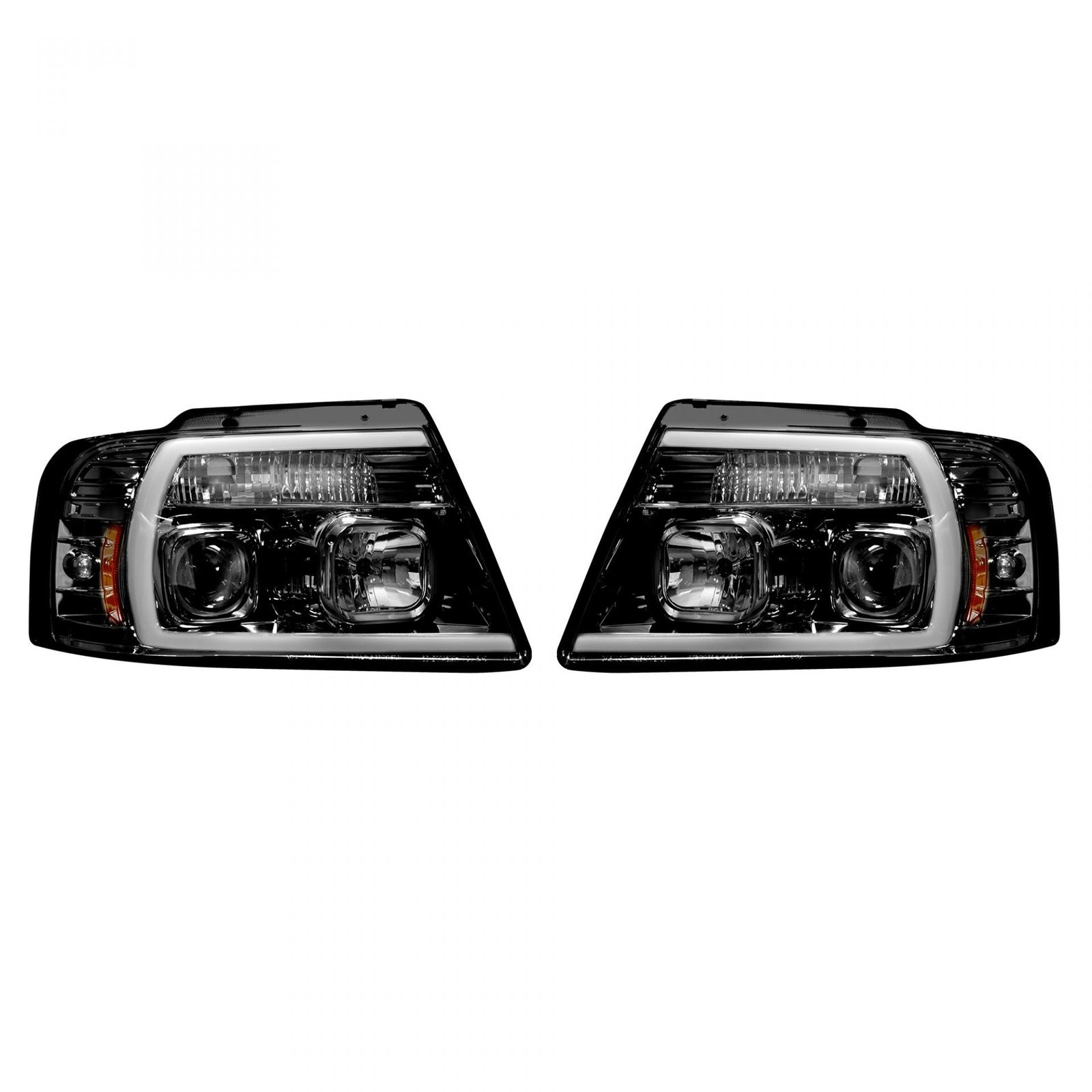 Ford F150 04-08 Projector Headlights OLED Halos & DRL in Smoked/Black - Image 1