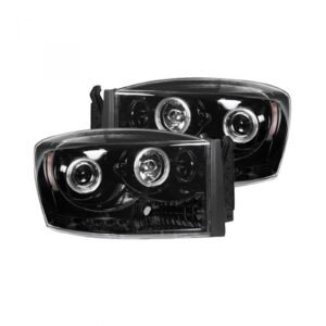Dodge RAM 1500 06-08 & 2500/3500 06-09 Projector Headlights CCFL Halos DRL Smoked/Black - Image 1