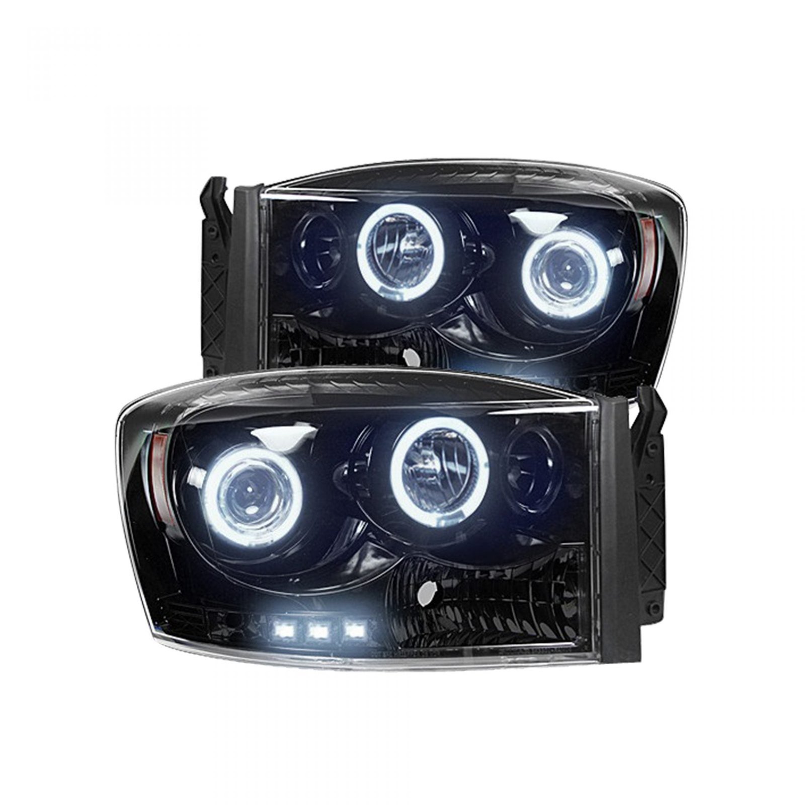 Dodge RAM 1500 06-08 & 2500/3500 06-09 Projector Headlights CCFL Halos DRL Smoked/Black - Image 2