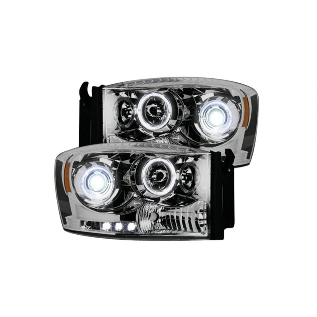 Dodge RAM 1500 06-08 & 2500/3500 06-09 Projector Headlights CCFL Halos DRL Clear/Chrome