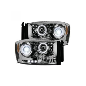 Dodge RAM 1500 06-08 & 2500/3500 06-09 Projector Headlights CCFL Halos DRL Clear/Chrome - Image 2