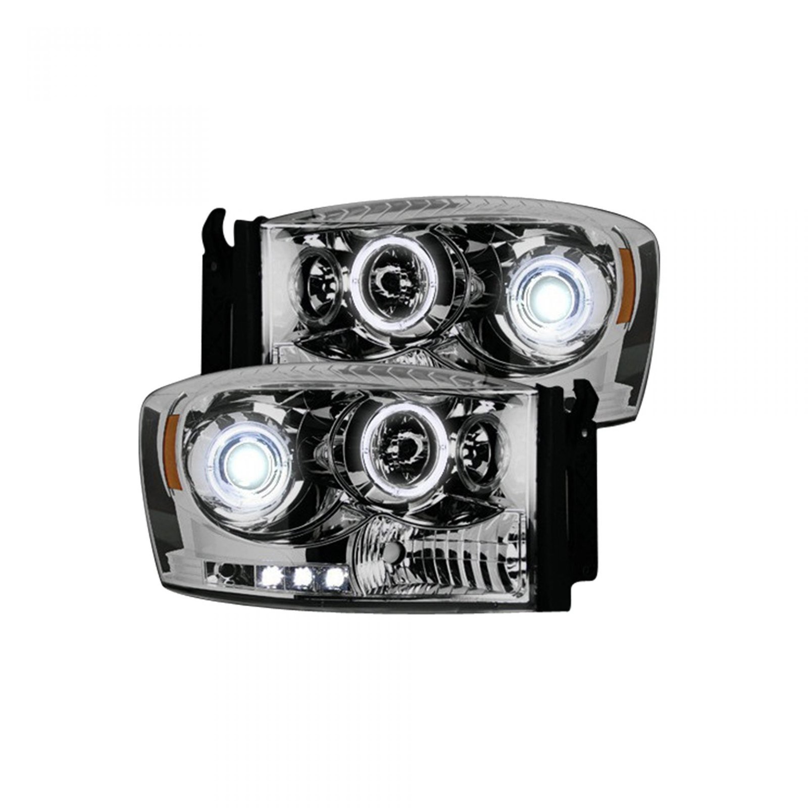 Dodge RAM 1500 06-08 & 2500/3500 06-09 Projector Headlights CCFL Halos DRL Clear/Chrome - Image 2