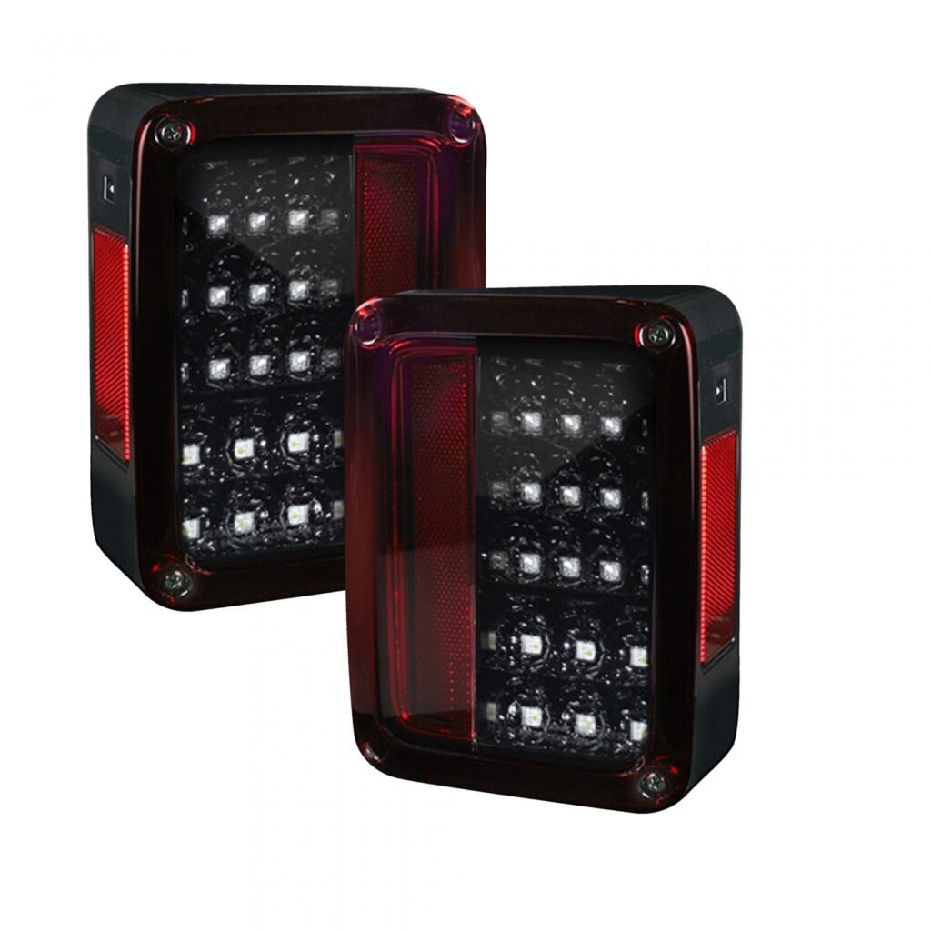 Jeep JK Wrangler 07-18 Tail Lights LED Red Smoked