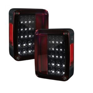 Jeep JK Wrangler 07-18 Tail Lights LED Red Smoked - Image 1