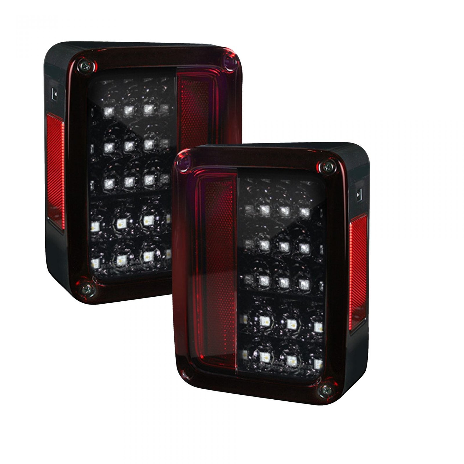 Jeep JK Wrangler 07-18 Tail Lights LED Red Smoked - Image 1