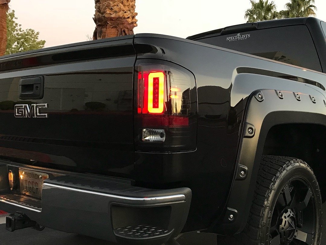 GMC Sierra 1500 16-18 & 2500/3500 16-19 Tail Lights OLED Dark Red Smoked - Image 3