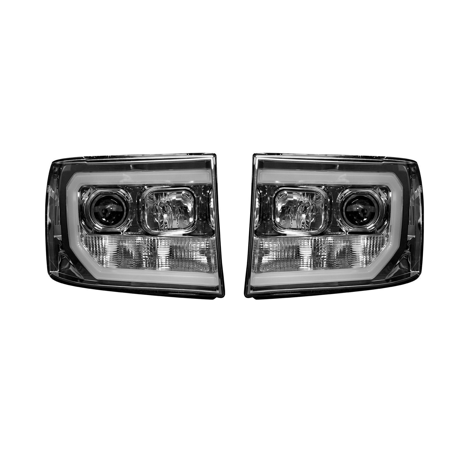 GMC Sierra 07-13 Projector Headlights OLED Halos & DRL Clear/Chrome - Image 4