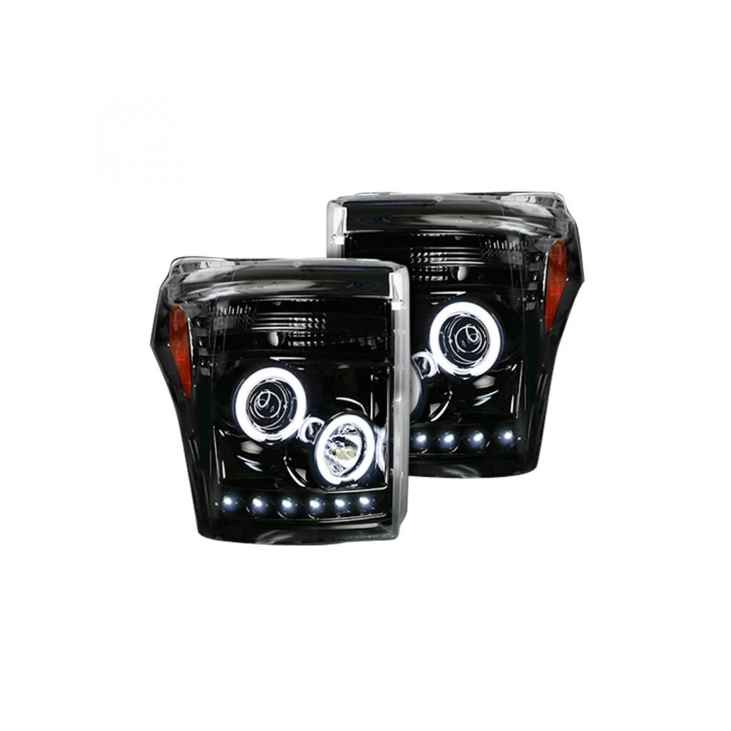 Ford Super Duty F250/350/450/550 11-16 Projector Headlights CCFL Halos/DRL Smoked/Black